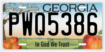 GA license plate PWQ5386