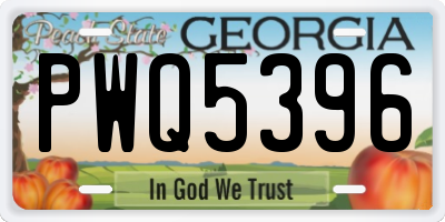 GA license plate PWQ5396