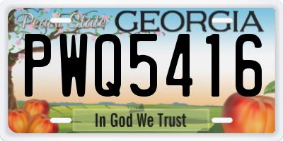 GA license plate PWQ5416