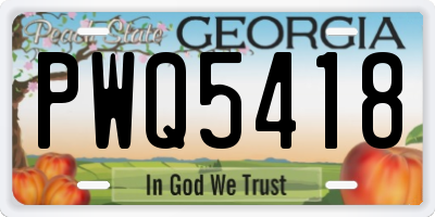 GA license plate PWQ5418