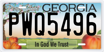 GA license plate PWQ5496