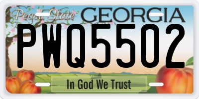 GA license plate PWQ5502