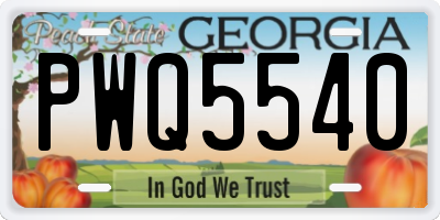 GA license plate PWQ5540