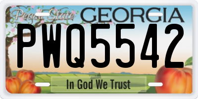 GA license plate PWQ5542