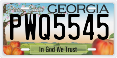 GA license plate PWQ5545