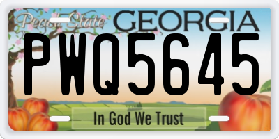GA license plate PWQ5645