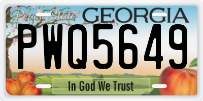 GA license plate PWQ5649