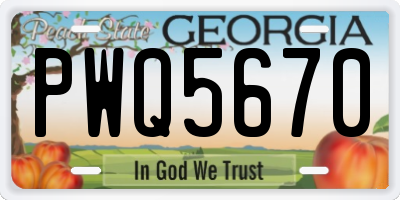 GA license plate PWQ5670