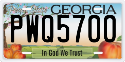 GA license plate PWQ5700