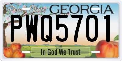 GA license plate PWQ5701