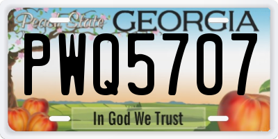 GA license plate PWQ5707