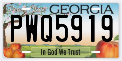 GA license plate PWQ5919