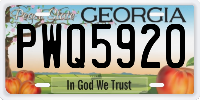 GA license plate PWQ5920