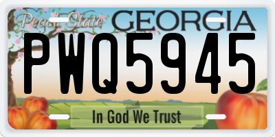 GA license plate PWQ5945