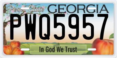 GA license plate PWQ5957
