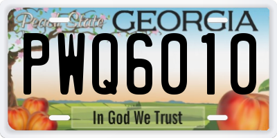 GA license plate PWQ6010