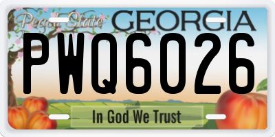 GA license plate PWQ6026