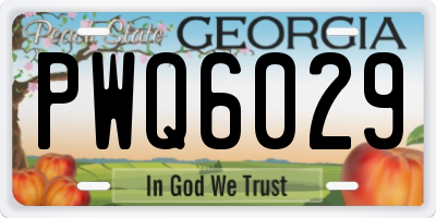 GA license plate PWQ6029