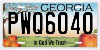 GA license plate PWQ6040