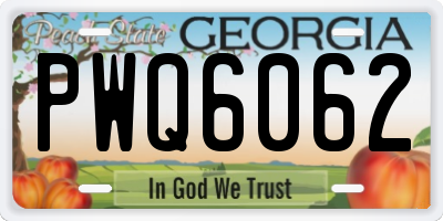GA license plate PWQ6062