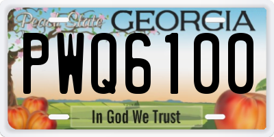 GA license plate PWQ6100