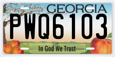 GA license plate PWQ6103