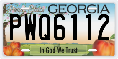 GA license plate PWQ6112