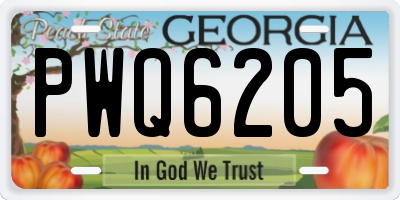 GA license plate PWQ6205