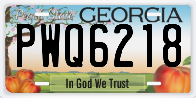 GA license plate PWQ6218