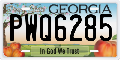 GA license plate PWQ6285