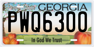 GA license plate PWQ6300