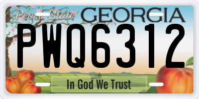 GA license plate PWQ6312