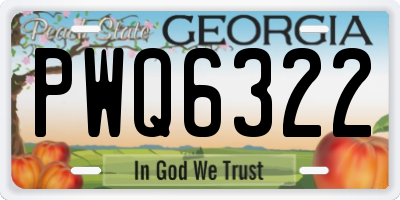 GA license plate PWQ6322