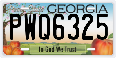 GA license plate PWQ6325