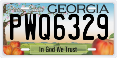 GA license plate PWQ6329