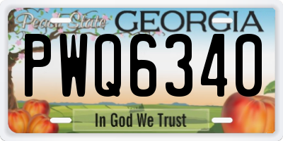 GA license plate PWQ6340
