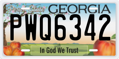 GA license plate PWQ6342