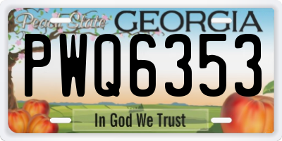 GA license plate PWQ6353