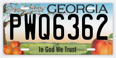 GA license plate PWQ6362