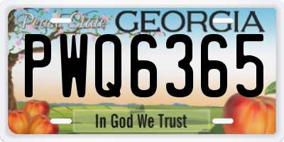 GA license plate PWQ6365