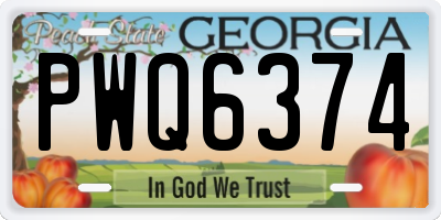 GA license plate PWQ6374