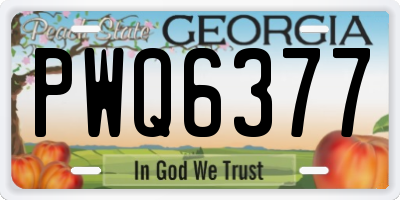 GA license plate PWQ6377