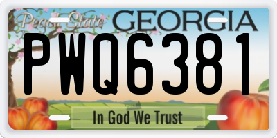 GA license plate PWQ6381