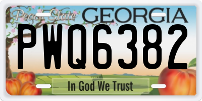 GA license plate PWQ6382