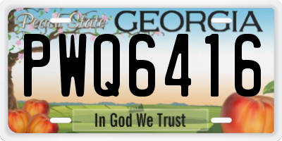 GA license plate PWQ6416