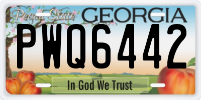 GA license plate PWQ6442