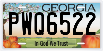 GA license plate PWQ6522