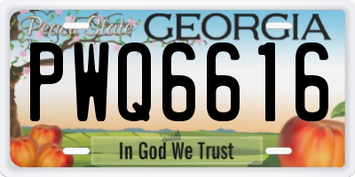 GA license plate PWQ6616