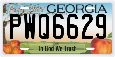 GA license plate PWQ6629