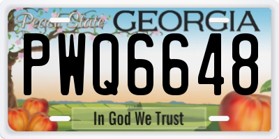 GA license plate PWQ6648